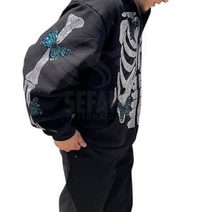 Coupe-Vent Grande Taille Strass Hoodies Coton Mélangé Strass Hoodies Nouveau Style Strass Hoodies - Product Image 3