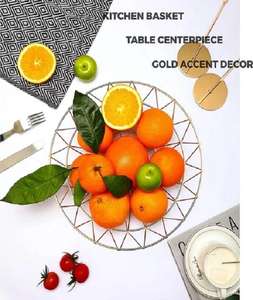 Hot Selling Customized Brass Plating <b>Mesh</b> Wire Fruit Bowl <b>Baskets</b> Handmade Kitchen Utensil for Table Top for Ramadan Wedding - Product Image 4