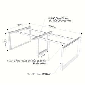 ขาเหล็กทรงสามเหลี่ยมแบบอุตสาหกรรมสำหรับโต๊ะประชุมขนาด 240x120 ซม.-HCTG024 - Product Image 4