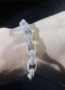 VVS Moissanite 925 Pulsera de plata esterlina 8MM 8 pulgadas Chapado en oro blanco - Product Image 2