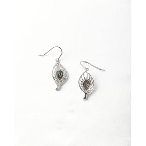 Fashion Drop Earrings with Tree Leaves and Abalone Design - Product Image 2