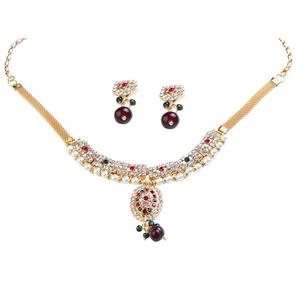 Kriaa Fine <b>Jewelry</b> <b>Set</b> 1101018 Gold-Plated Necklace with Austrian Stone and <b>Pearl</b> - Product Image 1