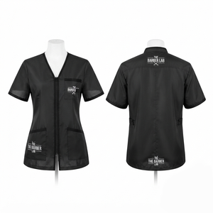 Chaqueta de Barbería para Mujer, Premium, 180 GSM, Polialgodón, Ropa de Trabajo, Cierre Negro, Uniforme de Salón, Personalizable con Logotipo Bordado o Impreso - Product Image 1