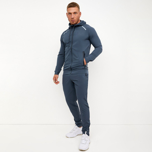 Survêtement de Jogging uni à bande pour homme, ensemble de 2 pièces, survêtement personnalisé à fermeture éclair - Product Image 2
