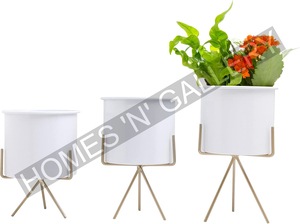Elegant Gold Plated Metal <b>Planter</b> with Iron Stand High Quality Outdoor Garden Flower Pots Handcrafted in India for Home Use - Product Image 3