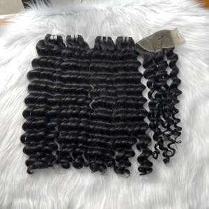 Vente en gros extensions de cheveux humains vietnamiens à donneur unique brut aligné sur les cuticules noires naturelles à ondulation profonde pour la fabrication de perruques - Product Image 4
