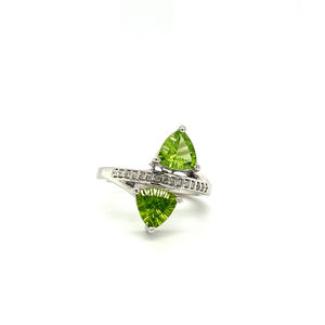 Handmade 925 Sterling Silver <b>Fine</b> <b>Ring</b> Modern Design Pear Shape Peridot Diamond Gemstone Engagement Anniversary Gift - Product Image 1