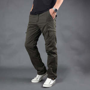 Pantalones DE TRABAJO tácticos forrados de lana gruesa de talla grande para hombre al por mayor pantalones holgados de algodón con múltiples bolsillos para exteriores - Product Image 3