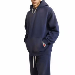 Vêtements de sport de détresse unisexe vintage de haute qualité personnalisés Survêtement à capuche pour hommes Ensemble de sweat à capuche surdimensionné délavé à l'acide pour l'hiver - Product Image 2