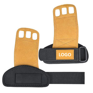 New Unisex Leather Custom High Quality Anti-slip Gym <b>Fitness</b> Workout Hand Grips for Power-lifting - Product Image 1