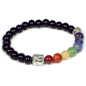 Pulsera de Cabeza de Buda de Ónix Negro con 7 Chakras - Brazalete de Combinación de Cristales Curativos - Product Image 3