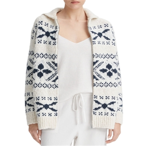 เสื้อคาร์ดิแกนผู้หญิงลายแฟร์ไอส์แบบสบายๆ สำหรับฤดูหนาว ยี่ห้อ Vince สีเบจ ไซส์กลาง-ยาว ผลิตจากอะคริลิกผสมแคชเมียร์  ลายแจ็คการ์ด  แบบนอร์ดิก ติดกระดุม - Product Image 1