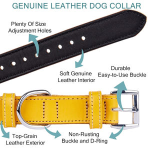 ปลอกคอสุนัขหนังวัวแท้หัวเข็มขัดโลหะหนังวัวแท้นุ่มสบายเป็นพิเศษ - Product Image 3