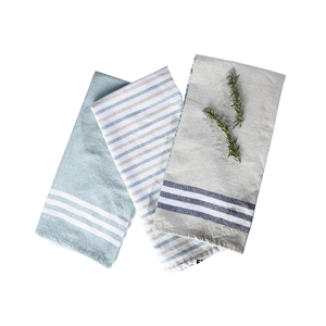 Serviettes de cuisine en coton à carreaux bleu clair et blanc, 100% certifiées GOTS pour la qualité et la durabilité, tissées rectangulaires, lavables en machine - Product Image 4