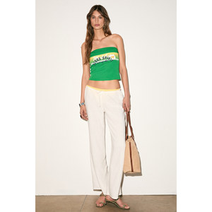 ETHIQUET TIRAE Top bustier ajustado sin tirantes con estampado frontal para mujer - Product Image 3
