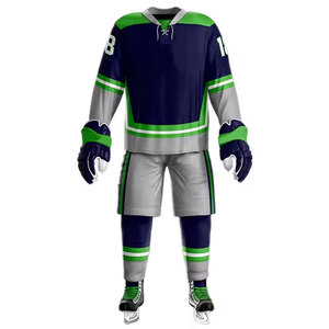 Vente en gros d'ensemble de football américain personnalisé de haute qualité Sublimation de dernière conception OEM Personnaliser Spandex Logo Vêtements de hockey sur glace - Product Image 1