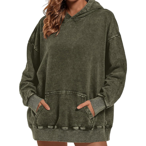 Sudadera con capucha de lavado ácido de manga larga para mujer personalizada algodón poliéster nuevo último diseño transpirable Puloever sudadera precio bajo OEM - Product Image 3
