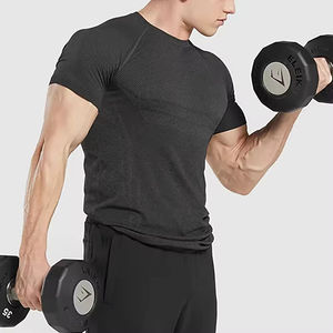 Maillot d'entraînement de course à pied de compression coupe ajustée pour hommes T-shirt décontracté personnalisé avec manches courtes et col 100% coton - Product Image 5