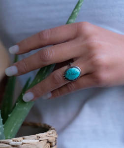Natural Turquoise Gemstone Ring-protective Stone-handmade Ring-925 <b>Solid</b> Sterling <b>Silver</b>-party Wear Ring--wholesale Ring - Product Image 1