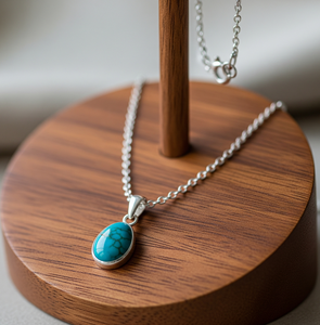 Chaîne délicate en argent Sterling 925 sur mesure Style bohème pendentif en cristal de guérison Turquoise naturelle pendentifs de mode breloques - Product Image 6