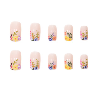 Venta al por mayor 24 piezas ABS Little Flower Design Press-On Finger Nails ABS <span class=keywords><strong>Uñas</strong></span> postizas con caja de embalaje y pegamento para <span class=keywords><strong>uñas</strong></span> Precio de fábrica - Product Image 3