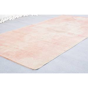 Handmade <b>Vintage</b> Pink Wool <b>Rug</b> 3.9 X 7.6ft Turkish Patchwork Design for Teen Living Room Rectangle Hallway Pattern Latex Backing - Product Image 3