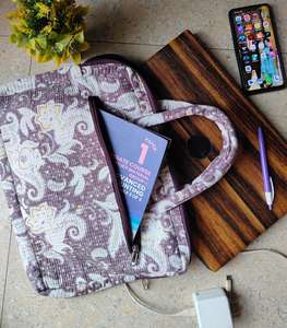 Quilted Cotton HandBlock Print Laptop with sleeve Handle laptop <b>Bag</b> with Handle Laptop <b>Bag</b> with pocket <b>Macbook</b> cover handblock - Product Image 5