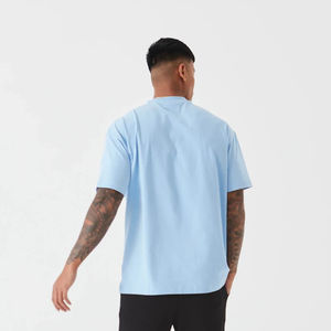 Venta al por mayor 100% algodón 250GSM camiseta unisex de gran tamaño personalizado liso cuello redondo tejido de punto para personalizaciones a granel - Product Image 3