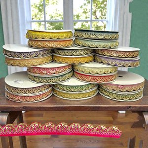 Ribete de Encaje de Lujo Metálico Bordado Ecológico con Diseño de Rayas para Vestidos de Novia, Prendas de Alta Costura y Decoración - Product Image 2