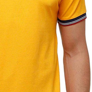 Vêtements décontractés Nouveaux t-shirts rayés d'entraînement de gymnastique de sports d'été pour hommes Hauts polo d'entraînement Coton Grande taille Chemises polo jaunes pour hommes - Product Image 5