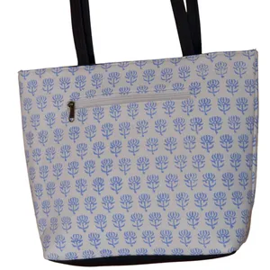 Blue Lotus Ladies Bag With One Combo Hand Block Print Cotton Hand Bag Floral Printed Shoulder Carry Bags By Direct Manufacturer