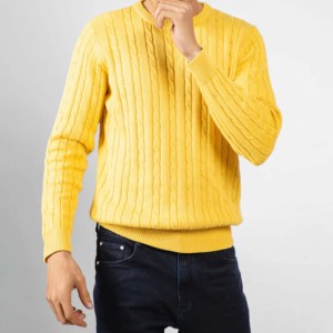 Suéter de punto de algodón 100% transpirable para hombre, jersey de cuello informal de Color sólido de talla grande, estilo TWINSET de primavera, totalmente personalizado - Product Image 4