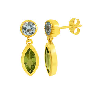 Venta caliente chapado en oro S925 plata esterlina Topacio Azul multi pendiente de gota de piedras preciosas para las mujeres - Product Image 1