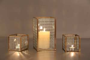 Festive Christmas Mini <b>Hurricane</b> Glass Jar Elegant Iron-framed Handmade Die-Cut Votive Candle Holder for Home Wedding Decorative - Product Image 5