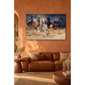 Impression sur toile de sept chevaux de Fida surgissant d'un nuage de poussière - Product Image 4