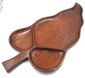 Assiette en bois en forme d'arbre de Noël Plateau de service divisé écologique avec cuillère Acacia Mango Bois Plat de vacances - Product Image 3