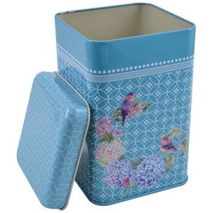 กล่องดีบุกทรงสี่เหลี่ยมขนาด1.7ลิตร105x105X160มม. กล่องโลหะรีไซเคิลได้สีฟ้าเรขาคณิตรูปนกรูปทรงเรขาคณิตลายดอกไม้ - Product Image 4