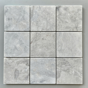 White Gray and Black Marble <b>Mosaic</b> Tile Square Tumble Finish Water Resistant Bathroom Interior Customization - Product Image 4