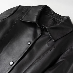 Vente en gros de nouveaux manteaux longs en cuir véritable noir imperméables pour femmes, sur mesure, automne/hiver, avec design personnalisable - Product Image 3