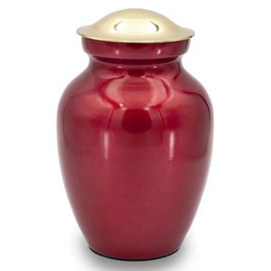 Elegant Design Red Hand Painted Cremation Urn Enamel Finished Handmade Metal Urn For Human Ashes Funeral Supplies Cremation Urns - Product Image 1