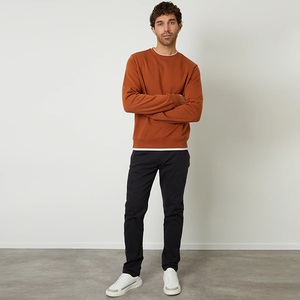 Men's Premium Quality Custom Fleece Crewneck Sweatshirt Unisex Sizing 100% Cotton <b>Burgundy</b> Ribbed Cuffs Hem Solid OEM Winter - Product Image 3