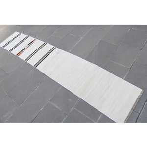 พรมขนาด 1.5x8.8 ฟุต, พรมวินเทจสไตล์ตุรกี, พรมลายนามธรรมสีขาวน้ำตาล - Product Image 3
