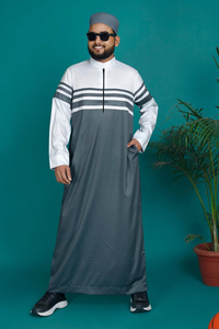 Acheter Stratum Gris Aura Longue Longueur Thobe Homme Dernière Conception Traditionnelle Musulmane Vêtements Accessoire Respirant Polyester - Product Image 4