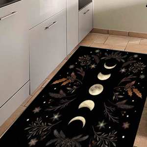 Alfombras Boho con Diseño de Luna y Flores, Alfombra Moderna Estampada, Alfombra de Lujo, Alfombra de Chenilla - Product Image 1
