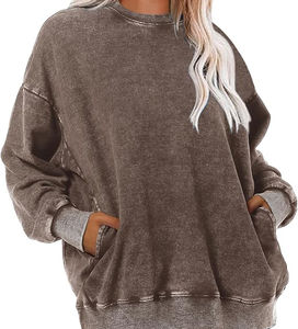 Sudadera de Cuello Redondo Vintage de Lona Ecológica, Holgada, Transpirable, de Gran Tamaño, para Mujer, Invierno 2025, Alta Calidad, Personalizada - Product Image 4