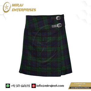 Falda escocesa de tartán de alta calidad hecha a medida para mujer Falda escocesa plisada hasta la rodilla en negro - Product Image 6