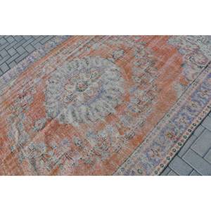 Tapis Vintage en Laine Patchwork Bleu Orange, Tissage Plat Turc de 6.5X9.8 pieds Tapis de Salon, Support en Latex pour la Décoration Intérieure - Product Image 5