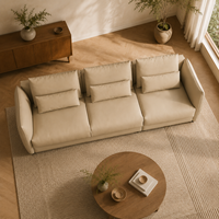 Canapé modulaire en cuir véritable moderne et écologique en forme de L avec sièges larges et rembourrage en éponge pour appartement, hôtel, salon