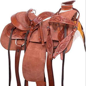 Silla de montar western de cuero de vaca 2023, duradera, ecológica y cómoda para el jinete y el caballo, silla de montar inglesa segura, India - Product Image 1