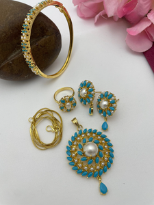 Elegant Pearl Pendant with Chain, <b>Bracelet</b> & Rings Combo Set <b>for</b> Women & <b>Girls</b> Stylish Jewelry Gift <b>for</b> Daily & Office Wear - Product Image 3